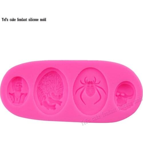 3D Halloween Brain Skull Spider Silicone Molds Cake Decorating Mould Baking Tools Fondant Chocolate Candy Mold F0803