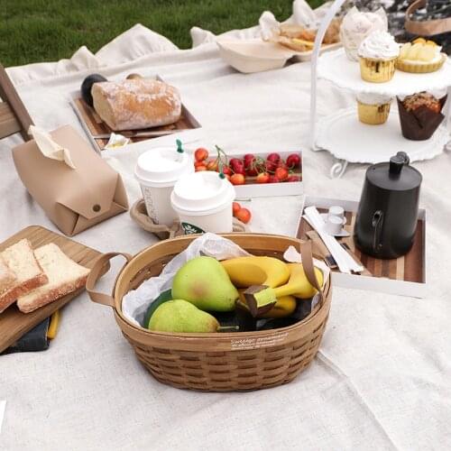 SWEETGO Picnic Tools Storage Plate Table Mat & Picnic Basket Home Decoration Dessert Food Trays Camping Garden Party supplier