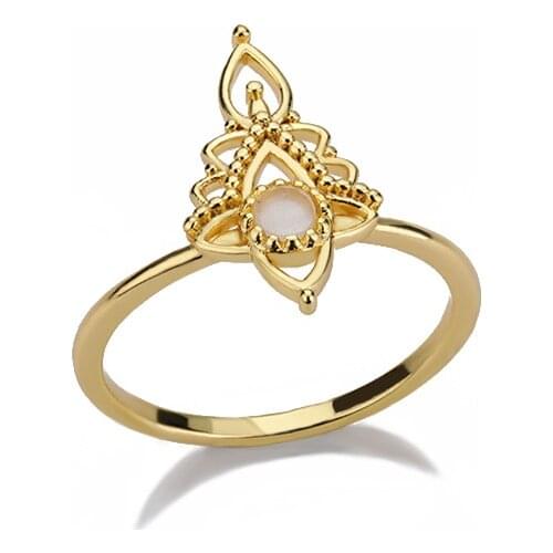 Vintage Elegant Lotus Flower Opal Rings For women Stainless Steel Minimalist Ring Set Finger Accessories Mothers day Jewelry