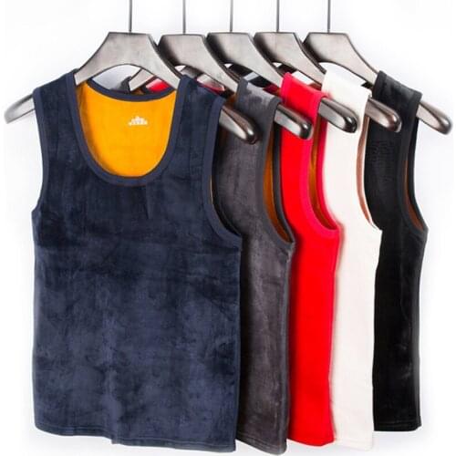 Winter Mens Seamless Underwear Double-sided Gold Fine Velvet Thickened Plus Velvet Warm Vest Soft Close-fitting Male Clothing