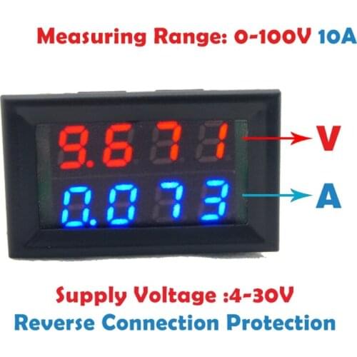 0.28 inch Digital DC 4 Bit DC 100V 10A Voltmeter Ammeter Voltage Current Meter
