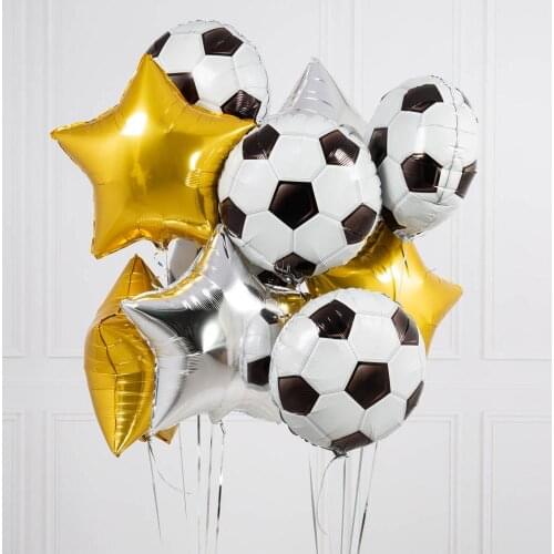 1set Football Soccer Theme Party Round Balloons Black White Confetti Helium Balloon Sports Meet Boy Party Decoration Supplies