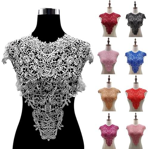 1pc Polyester Big Round Neck Lace Collar Fabric,DIY handmade Wedding Dress Embroidered Collar Lace For Sewing Supplies Crafts