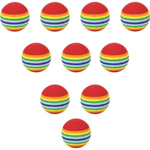 10Pcs EVA Foam Golf Balls Rainbow Stripe Swing Practice Training Aids Sports