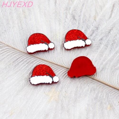 10pcs /lot) AC1876-16mm Christmas Santa Hats For Earrings Holiday Festive Glitter White Cute Party Jewelry Accessoires