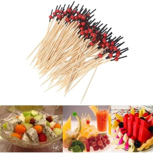100pcs Disposable Toothpick Food Sticks Beads Bamboo Cocktail Picks Party Club Home Fruit Pick