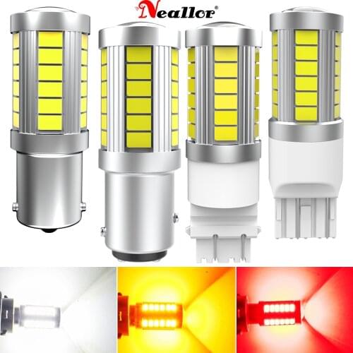 2Pcs 2021 NEW T20 W21/5W LED Red W21W 7440 7443 LED Bulb for Car Lights Brake Stop Tail Auto Lamp 33Pcs 5730SMD P21w 1156 Bay15d