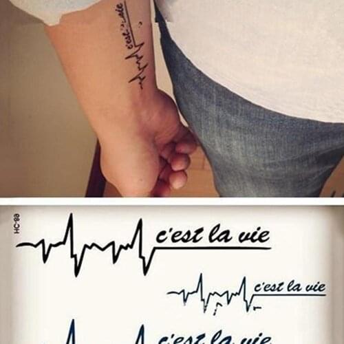 2Pcs Punk Men Women Waterproof Temporary English Letters Design Tattoo Stickers