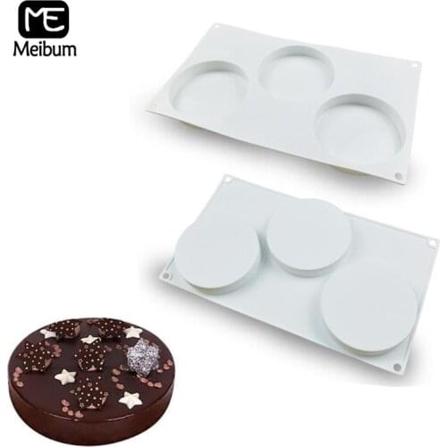 Meibum 3 Cavity Disc Cake Silicone Mold DIY Fondant Chocolate Pastry Mould Muffin Mousse Dessert Modle Kitchen Baking Tools