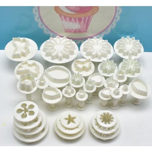 33pcs/set Plastic Flower Fondant Cake Decorating Tools Sugar craft Plunger Cutter Baking Cookies Mold Kitchen tool