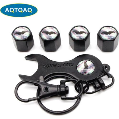 5Pcs/Set Mustache Style Anti-theft Emblem Auto Car Wheel Tire Air Valve Caps With Wrench Keychain Zinc Alloy Stem Dust Cover Acc