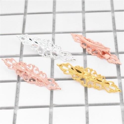 5pcs/lot Gold/Rose Gold/Bright Silver Colors Plated Cooper Flower Hair Clip DIY Handmade materials Jewelry Accessories