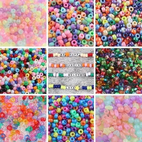 100pcs/lot 6*9mm Clear Big Hole Acrylic Beads Candy Color Spacer Beads for Jewelry Making DIY Children Kids Necklace Bracelet