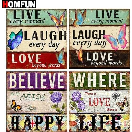 HOMFUN Diamond Embroidery DIY Diamond Painting Cross Stitch Kit "Letter pattern landscape" 5D Needlework Diamond Home Decoration