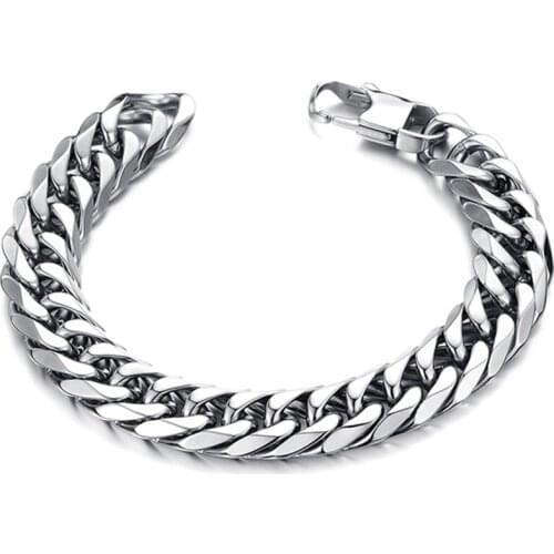 100% Stainless Steel Bracelet 7-9 Inches Curb Cuban Chain Silver Color Bracelets for Men Women Free Shipping Factory Offer
