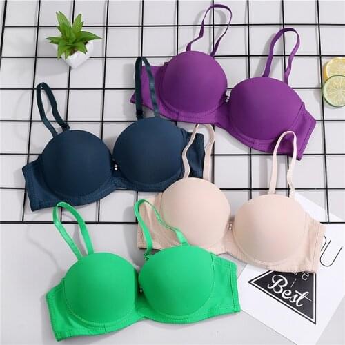 Blue black white color Gather breast double cup Sexy Deep U Cup Bra For Women Push Up bra wedding party lingerie seamless bra