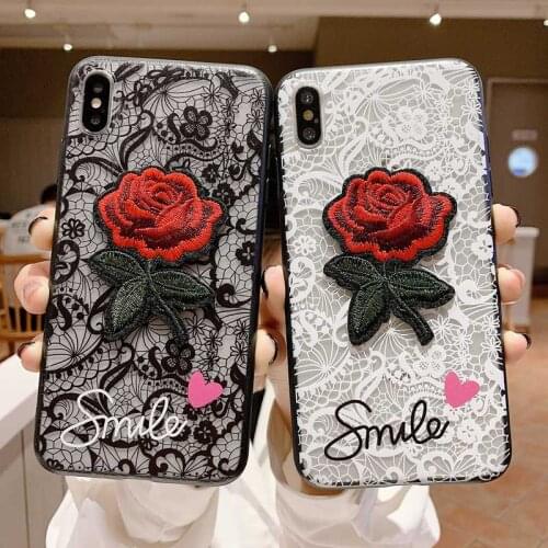 Lace Rose Flower Women Phone Case For IPhone X SE2 XR XS MAX 5 5S 5SE 7 8 6 6S Plus SE 2020 12 Mini 11 Pro Max Hard Matte Cover