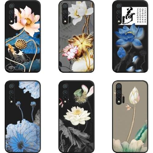 Lotus Magpie Bird Flower Phone Case For Huawei Nova 6se 7 7pro 7se honor 7A 8A 7C 9C Play
