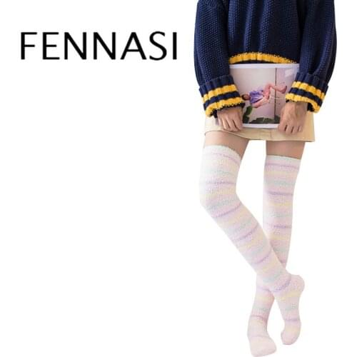 FENNASI Warm Knee Womens Stockings Long Thigh High Stockings are Warm Women Compression White White Stockings Plus Size