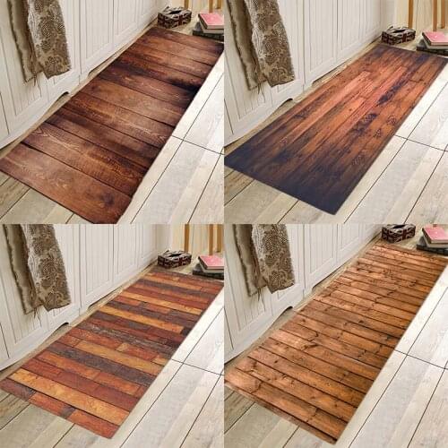 Wooden boards, brown boards, colored planks, flannel printed home mats, bathroom mats, water absorbent, anti-skid