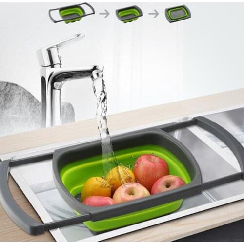 Two Forms a Set Collapsible Kitchen Colander Fruit Vegetable Strainer Drainer Washing Basket Plastic Drain Vegatable Basket