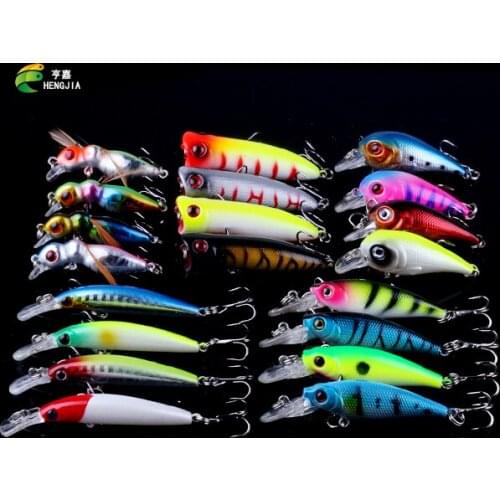 HENGJIA 20Pcs/lot Fishing Lures Set 5 Models Wobbler Fishing Bait Minnow Lure and Crank bait Quality Fishing Tackle