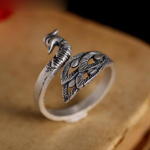 Personality Simple Big Peacock Open Ring Geometric Finger Rings For Women Gothic Punk Jewelry Gifts 2021