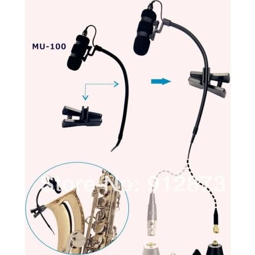 MU100 Microphone + M100S Musical Instrument Microphones Electret Condenser Unidirection Microphon for Saxophone with Clip Mount