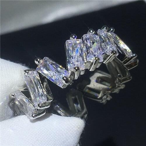 Fashion Tennis ring T shape AAAAA Cz Sona Stone Silver color Engagement wedding band ring for women Finger Jewelry