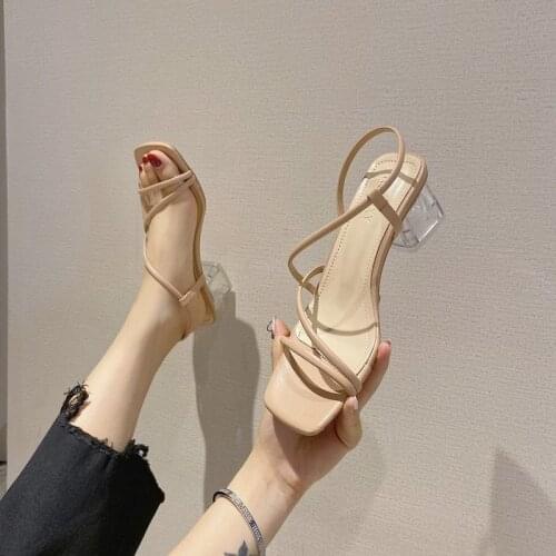 Fashion Ladies Slides Summer Women Shoes Woman Mules Cross Tie Womens Slippers Female Outdoor Mid Heels Solid Leather Mules