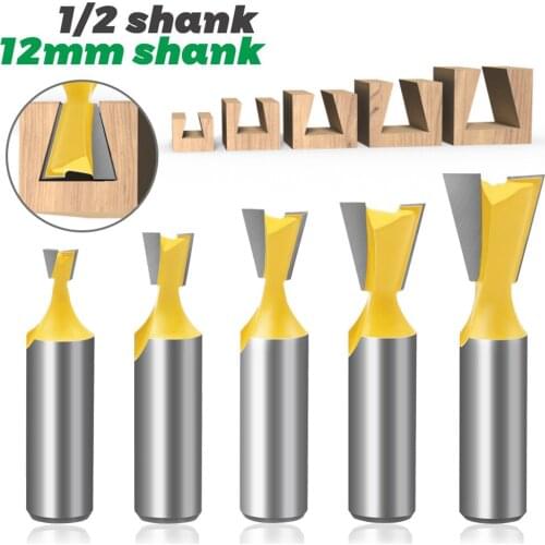12mm Shank 1/2 Dovetail Joint Router Bits Set 14 Degree Woodworking Engraving Bit Milling Cutter for Wood