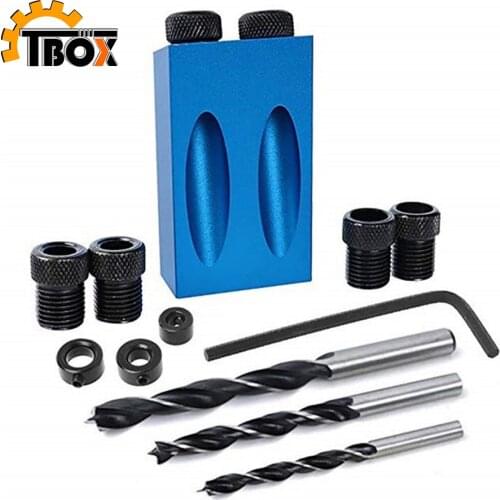 14pcs Woodworking Oblique Hole Locator Drill Bits Pocket Hole Jig Kit 15 Degree Angle Drill Guide Set Hole DIY Carpentry Tools