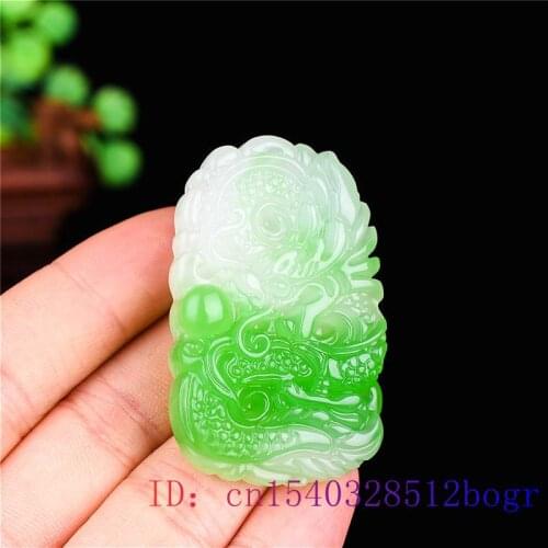 Jade Dragon Pendant white Green Fashion Necklace Chinese Natural Amulet Gifts Jadeite Carved Charm Jewelry