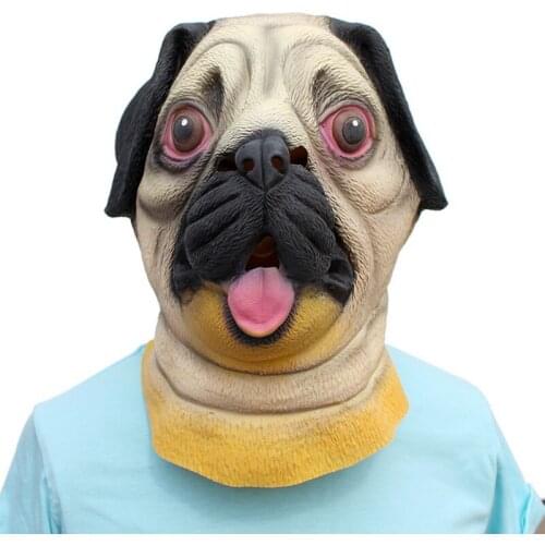 2021 New Latex animal Pug Dog Mask holiday party decoration props Halloween Cosplay Mask
