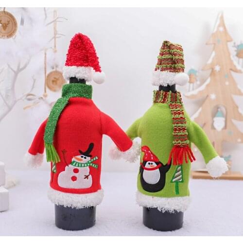 New Christmas Decoration Embroidery Snowman Penguin Wine Set Home Restaurant Hotel Wine Bottle Set Wine Set