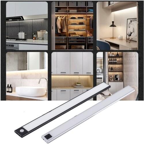PIR Motion Sensor Thermal LED Under Cabinet Light USB Rechargealbe Magnet Hand Sweep Sensor Ultra Thin Aluminum Shell Night Lamp
