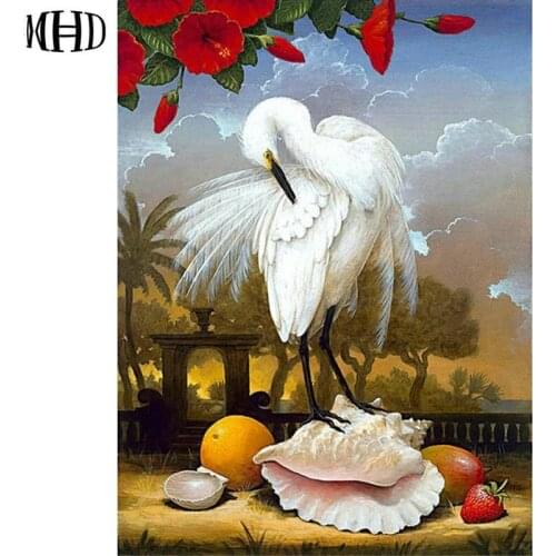 Full Square & Round Diamond Embroidery Animal DIY Diamond Painting Crane Pattern 5D Mosaic Decorative Painting Rhinestones