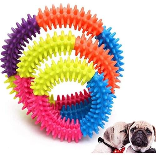 Puppy Chew Toy Molar Bite Rubber Chew Toy Pet Dog Puppy Round Ring Circle Tooth Cleaning Chewing Training Pet Products Peluche