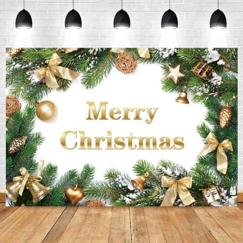 Yeele Christmas Backdrop Photography Ball Bells Pine Cones New Year White Background Baby Photographic Photo Studio Photophone