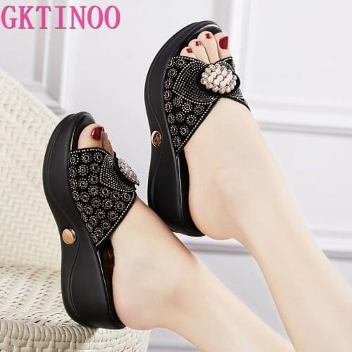 GKTINOO Women sandals comfortable geuine leather fashion womens casual shoes summer sandals plush size 35-41