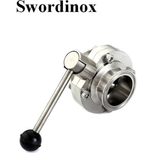 Swordinox SS304 Sanitary DIN11851 Clamped Butterfly Valve with Pull Type Handle