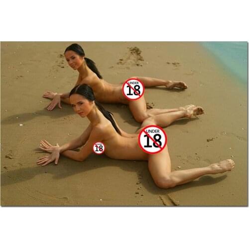 Sexy Twins Girls on the Beach Modern Canvas Painting Wallpaper Wall Art Posters Wall Picture for Home Room Decor