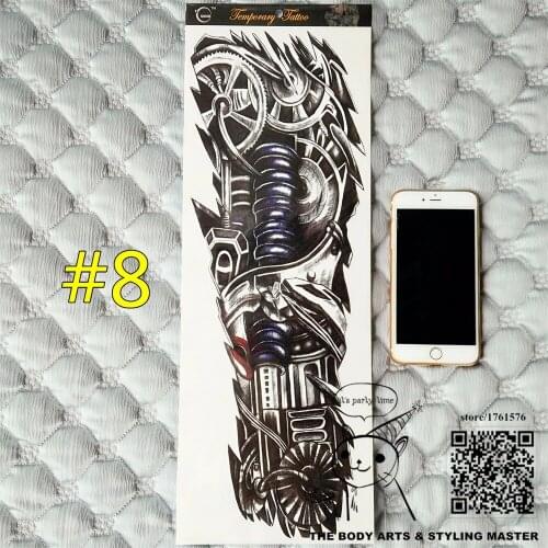 SHNAPIGN "The Iron Arm"Full Sleeve Arm Temporary Body Art Flash Tattoo Sticker 48*17cm Waterproof Henna Tatoo Adult Sex Products