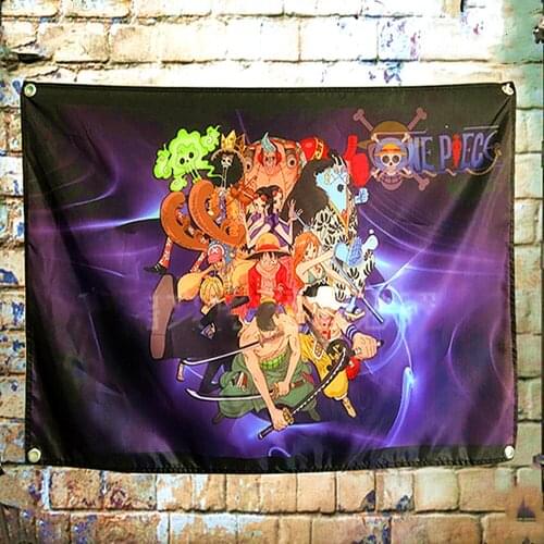 One Piece Movie Poster Flag Banner For Living Room Bedroom Decor Bedspread Wall Hanging Tapestry Fabrics