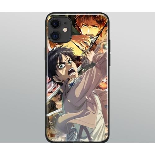 Eren jaeger attack on titan Glass Soft Silicone For iPhone SE 6s 7 8 Plus X XR XS 11 12 mini Pro Max Phone Case Cover Shell