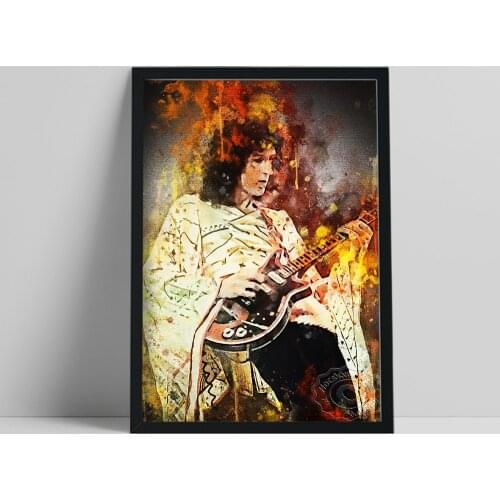 Britain Brian May Watercolour Poster, Queen Rock Band Fans Collect Portrait Art Prints, Vintage Colored Drawing Home Art Decor
