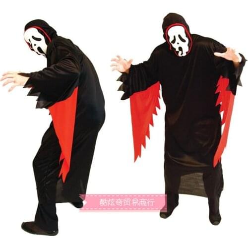 Adult Devil Demon Costumes Scream Ghost Face Costume Robe Scary Halloween Carnival Party Outfit
