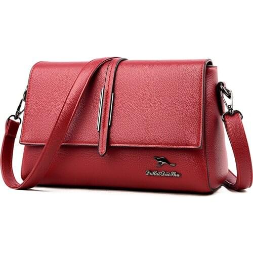 Women Leather Messenger Bags Sac Female Leather Flap Shoulder Bag Solid Vintage Crossbody Bags Women Handbags Designer Bag New