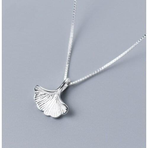 MloveAcc 100% 925 Sterling Silver Ginkgo Leaf Necklace Designer Handmade Women Fashion Jewelry Box Chain Necklaces & Pendant