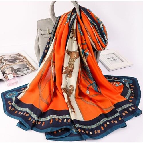 New Lady Dustproof Beach Towel Summer Sunscreen 180X90CM Silk Scarves Fashion Carriage Handkerchief Korean Popular Print Shawls